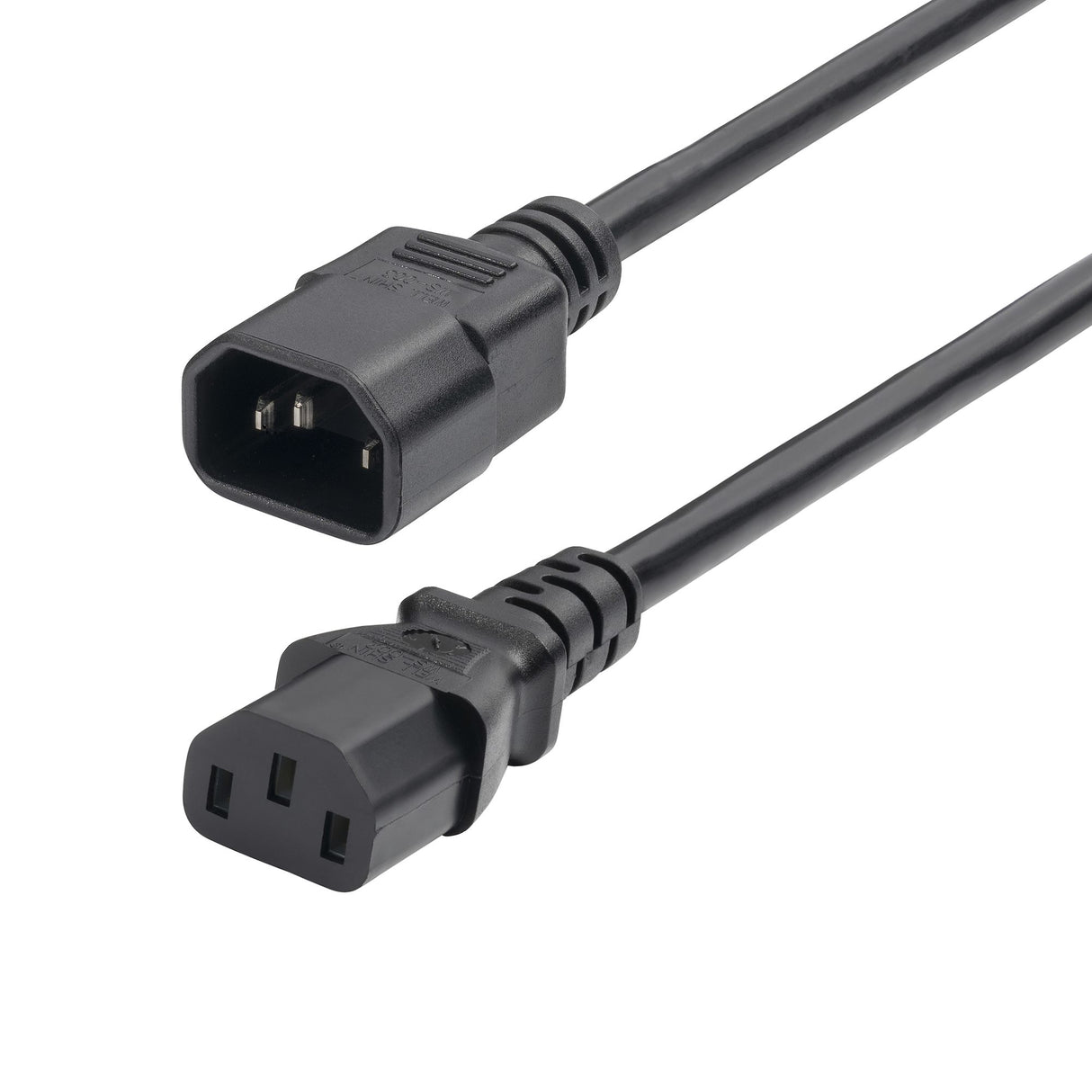 StarTech.com 1ft (30cm) Power Extension Cord, C14 to C13 PDU Power Cord, 10A 250V, 18AWG, Black Extension Cable, AC Power Cable for PDU/Power Supply, TAA Compliant, UL Listed