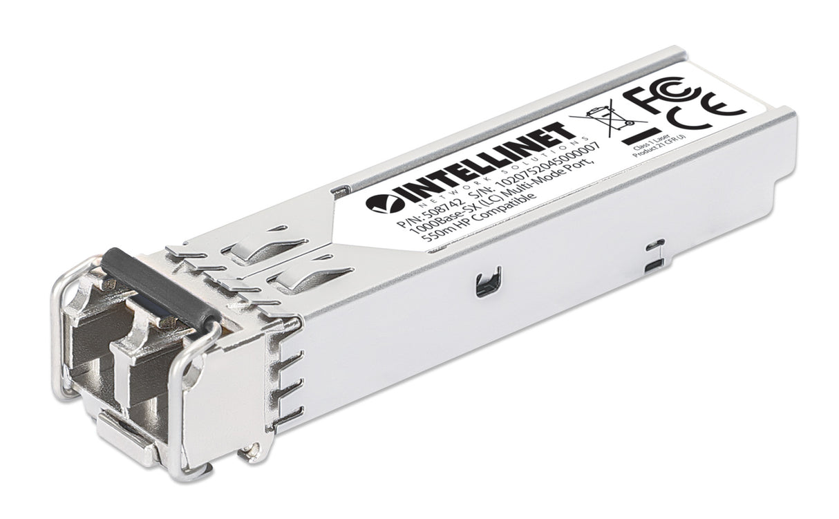 Intellinet Transceiver Module Optical, Gigabit Fiber SFP Mini-GBIC, 1000Base-Sx (LC) Multi Mode Duplex Port, 550m, Wavelength 850nm, Ethernet, Fibre, HPE Compliant, Equivalent to HPE models J4858A / J4858B / J4858C / J4858D, Three Year Warranty