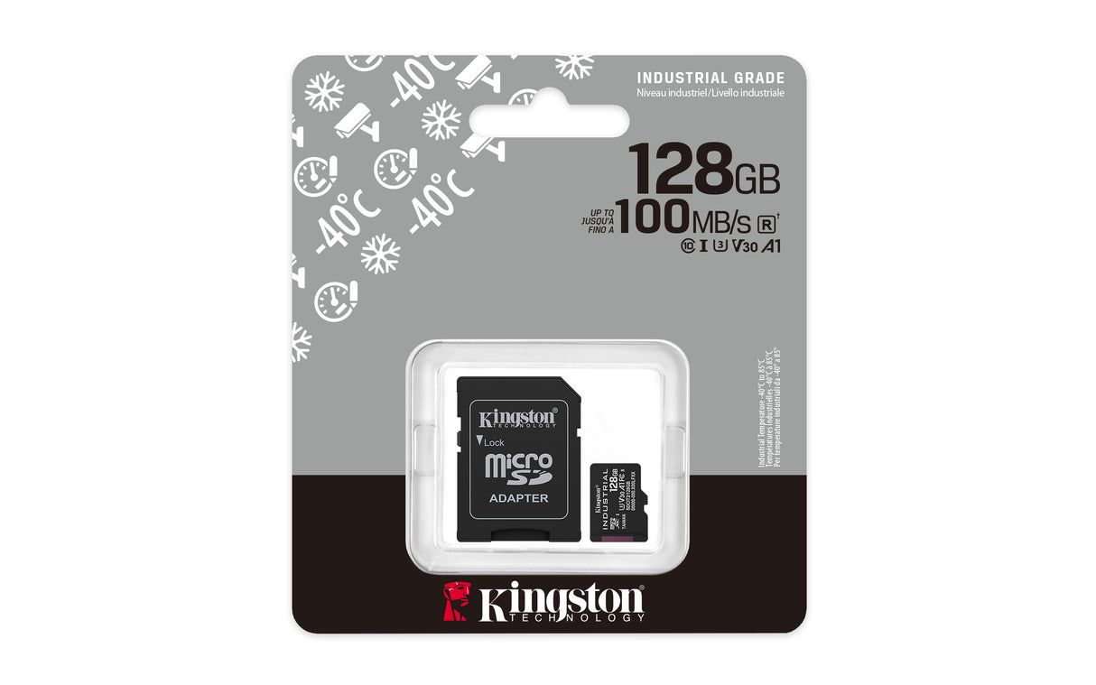 Kingston Technology 128GB microSDXC Industrial C10 A1 pSLC Card + SD Adapter