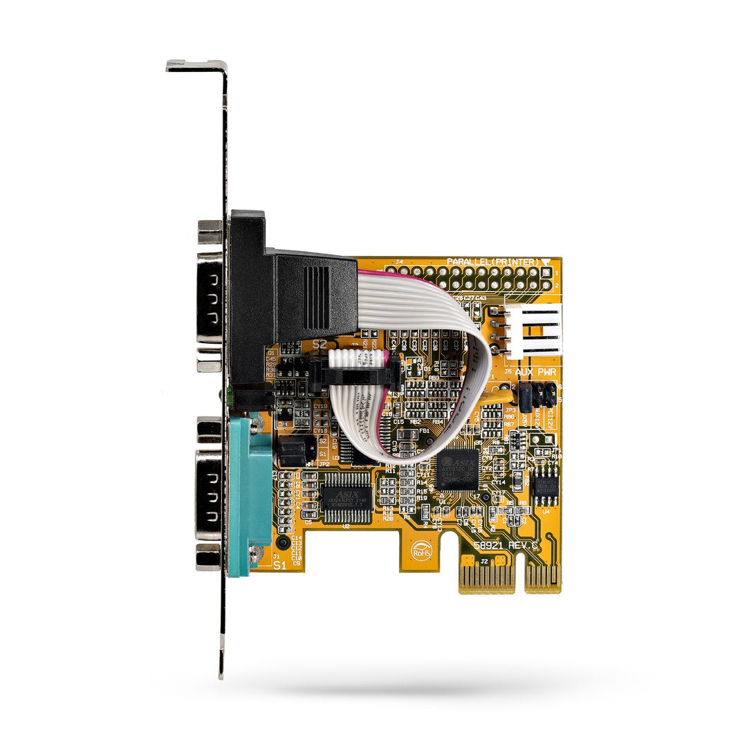 StarTech.com 2-Port PCI Express Serial Interface Card, Dual Port PCIe to RS232 (DB9) Serial Card, 16C1050 UART, Low/Full Profile Brackets, COM Retention, For Windows/Linux - TAA