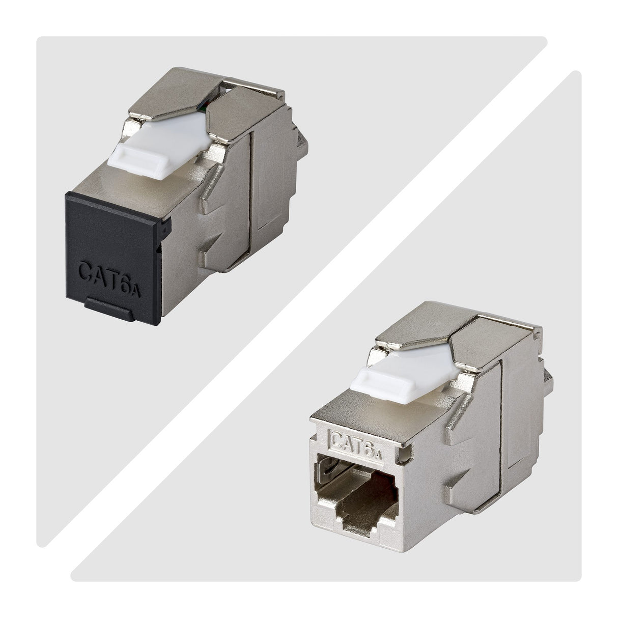 StarTech.com Shielded Cat6a Keystone Jack, 10-Pack RJ45 Ethernet Keystone Jacks, STP Cat6a Wall Jack, 180-Degree Toolless