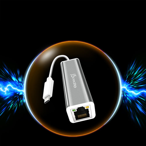 j5create JCE133G USB-C™ to Gigabit Ethernet Adapter, Grey and White
