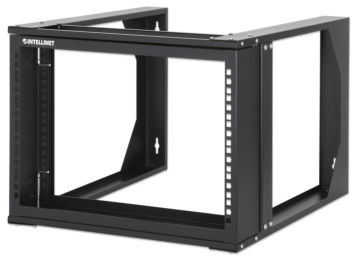 Intellinet 19" Wall Mount Open Frame Network Rack, 6U, Front-hinged Swing Frame Flat Pack, 2-Post, 17.7 in. Depth, Black RAL 9004