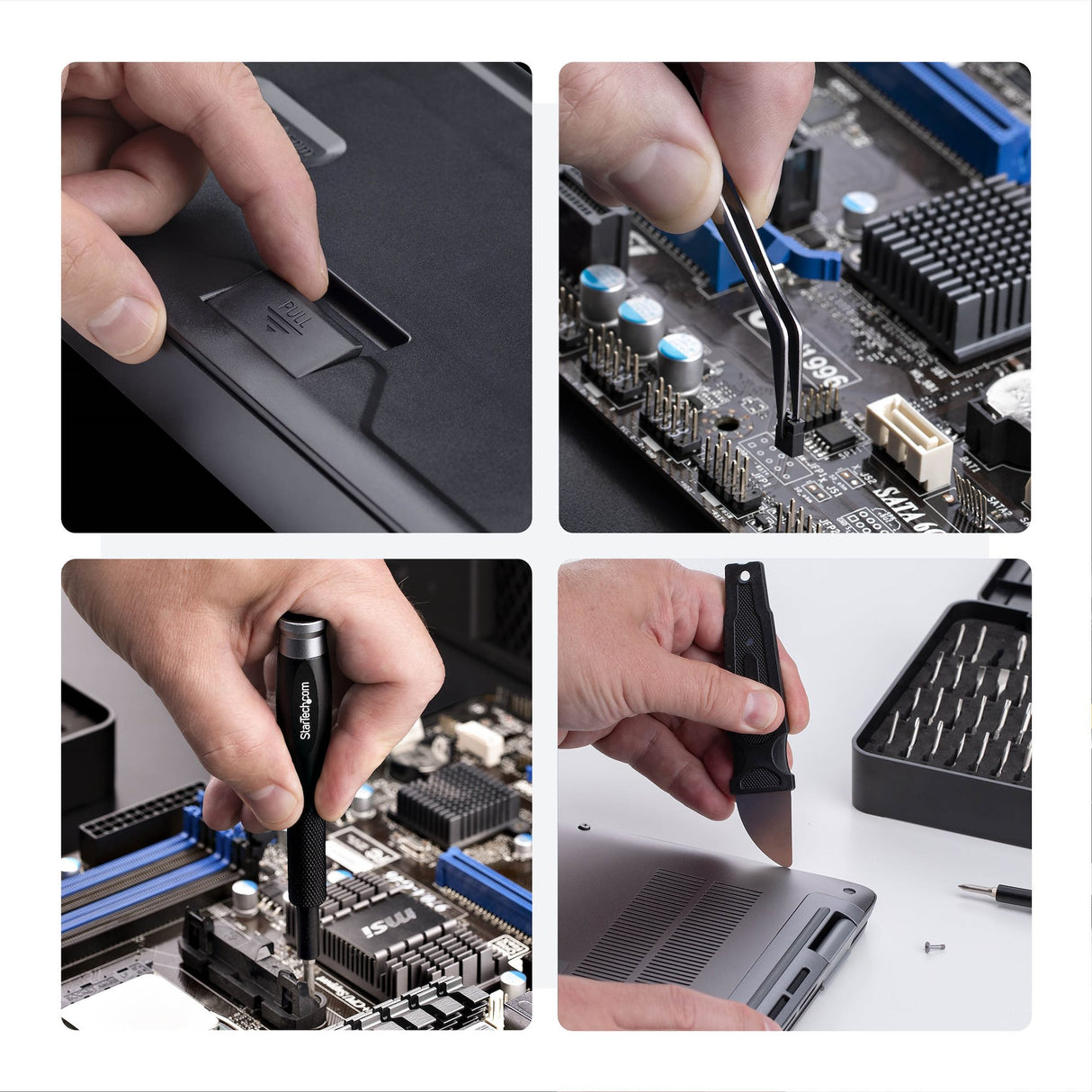 StarTech.com 40-Piece Computer Repair Toolkit for Laptop/PC/Electronics/Phone, 30-Bit Precision Screwdriver Set, Removable Lid with Magnetic Pad, Prying Tools