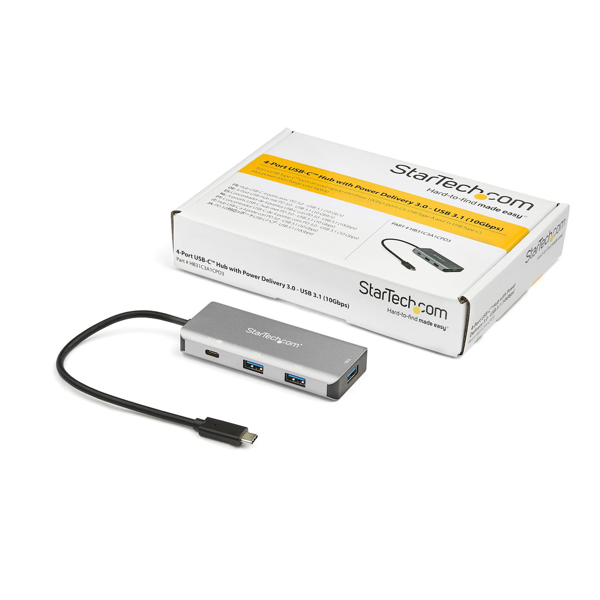 StarTech.com 4 Port USB C Hub (10Gbps) to 3x USB-A & 1x USB-C - 100W Power Delivery Passthrough Charging - Portable USB 3.2 Gen 2 Type C Laptop Adapter - Works w/ TB3 - TAA