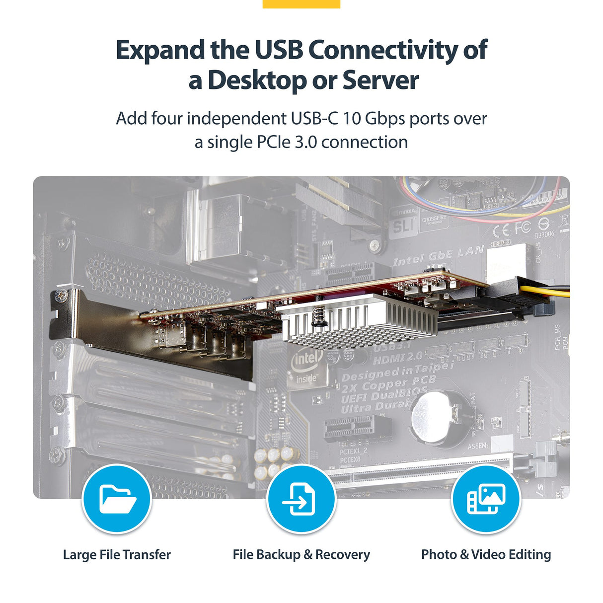 StarTech.com 4-Port USB Type-C PCIe Card, USB 3.2 10Gbps, USB-C PCI Express Expansion Card, 4x Independent USB Controllers, Windows/Linux/macOS, TAA-Compliant