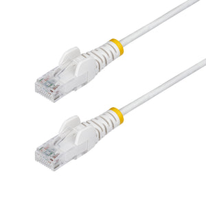 StarTech.com 10ft White Slim CAT6 Ethernet Cable, Snagless, 100W PoE, UTP, LSZH, 28AWG Pure Bare Copper Wire, Slim RJ45 Network Patch Cord w/Strain Reliefs, Individually Tested