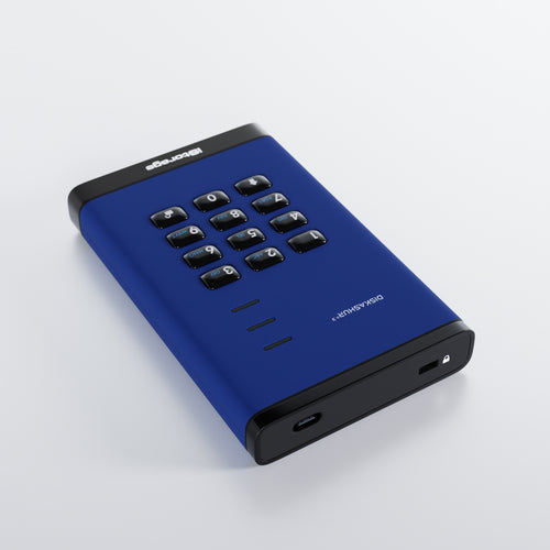 iStorage diskAshur³ 2TB Blue | Secure Portable Hard Drive | FIPS 140-3 Level 3 Complaint |Common Criteria EAL 5+ | PIN protected | AES-XTS 256-bit hardware encryption | GDPR, TAA Compliant | Dust/Water Resistant