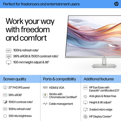 HP Series 5 27 inch FHD Height Adjust Monitor - 527sh