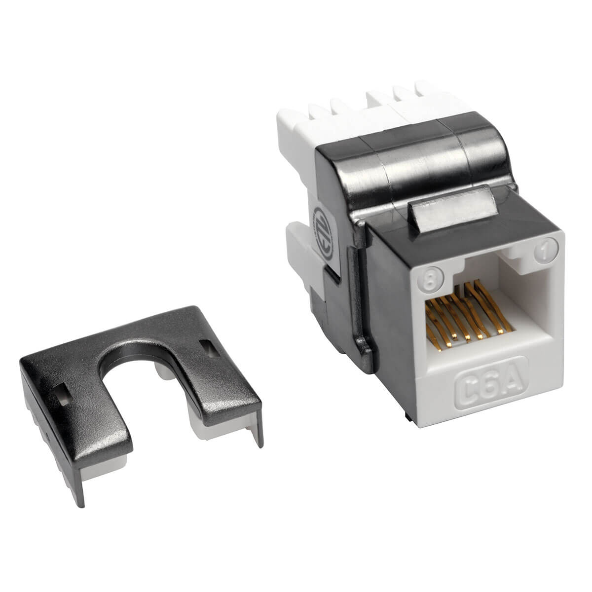 Tripp Lite Keystone Jack Cat6a 110-Style Punchdown, White, TAA
