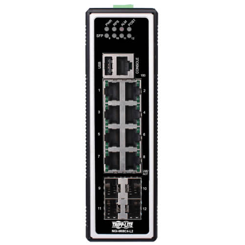 Tripp Lite Switch Industrial Managed 8-Port Gigabit Layer 2 4 GbE SFP Ports