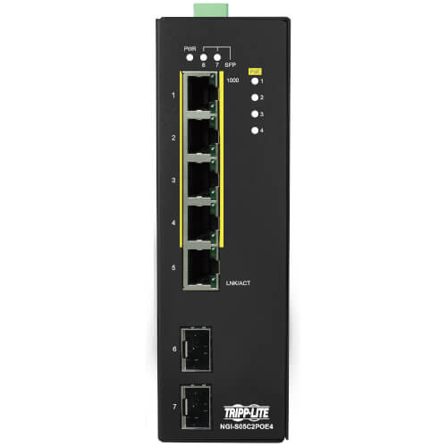 Tripp Lite Switch Industrial Managed 5-Port Lite Gigabit PoE+ 30W, 2 GbE SFP