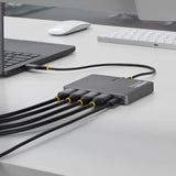 StarTech.com USB-C to Quad-Monitor Workstation Adapter, 4K 60Hz HDMI, 140W PD Passthrough for Laptop Charging, USB Port for Wireless Keyboard / Mouse, TAA