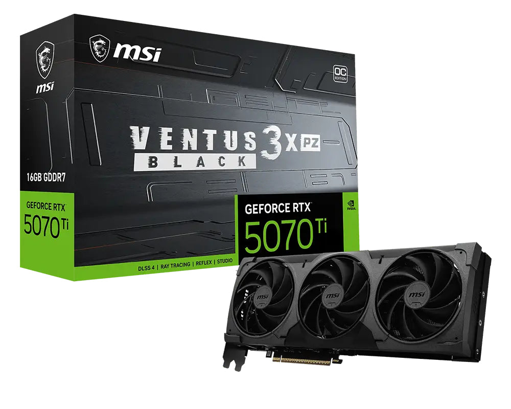 MSI GeForce RTX 5070 Ti 16G VENTUS 3X PZ OC BLACK NVIDIA 16 GB GDDR7