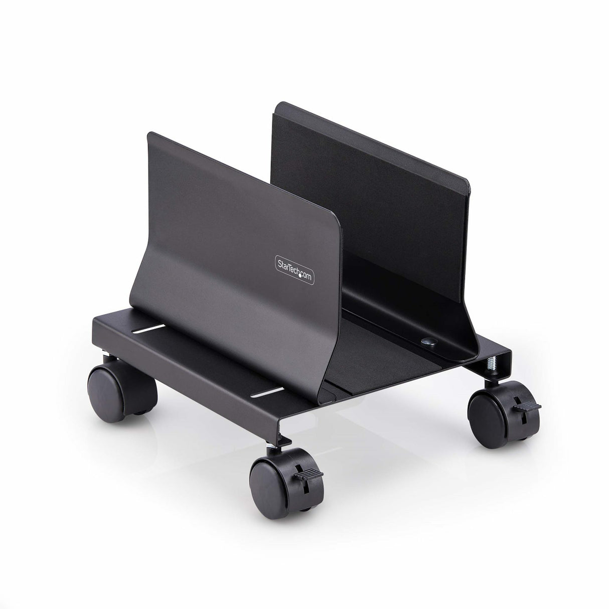 StarTech.com Computer Tower Cart, Rolling Mobile CPU Caddy on Wheels/Casters, Max Load 46.3lb/21kg, Adjustable PC Case Mount, Desktop Floor Stand, Steel Dolly, TAA