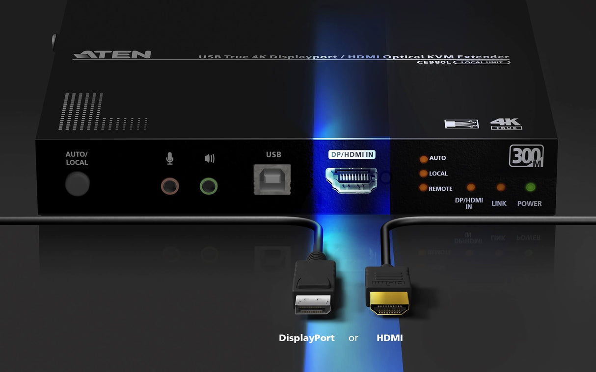 ATEN True 4K DP/HDMI Optical KVM 300m
