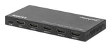 Manhattan HDMI Splitter with downscaling 4-Port , 4K@60Hz, Displays output from x1 HDMI source to x4 HD displays (same output to four displays), Downscale button to adjust a 4K input signal into 1080p, Micro-USB to USB-A power cable included (cable...