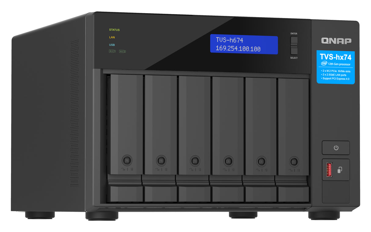 QNAP TVS-H674T-I5-32G NAS/storage server Tower Intel® Core™ i5 i5-12400 32 GB DDR4 HDD QNAP QTS Black
