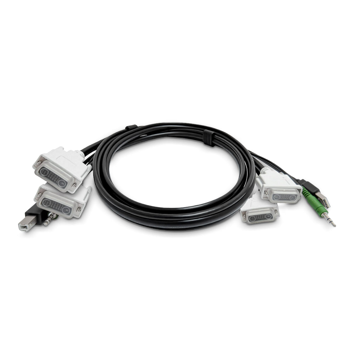 StarTech.com 10ft (3m) Dual-DVI KVM Cable, USB 2.0, 3.5mm Audio, Universally Compatible Combo Cable for KVM Switches, TAA Compliant