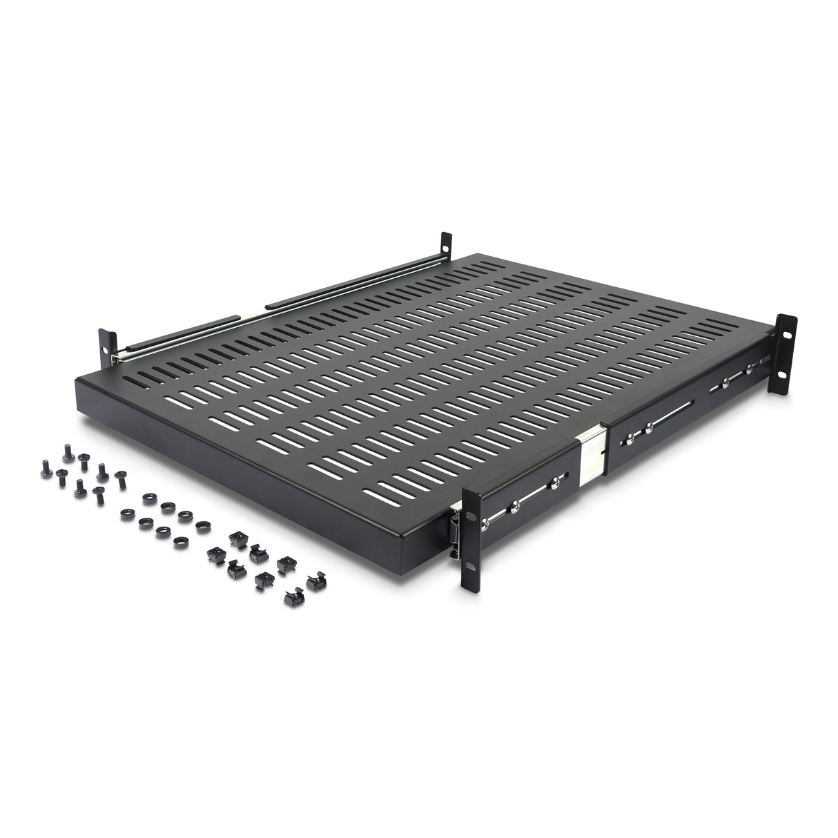 StarTech.com 2U Sliding Server Rack Mount Shelf - 20 to 30in Adjustable Mounting Depth - Vented - 50lb - Heavy Duty Universal 19” Rack Shelf for Equipment Rack - 24in Deep