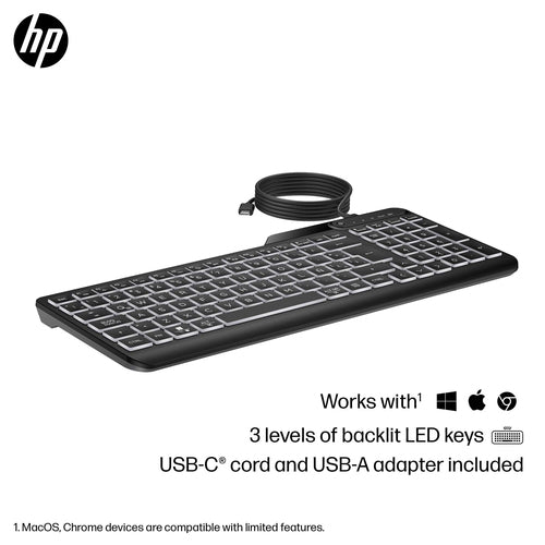 HP 400 Backlit Wired Keyboard