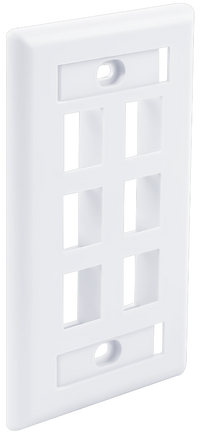 Wavenet FacePlate, Flush Style, Single Gang, 6-PORT, W/Window Labels, WHITE