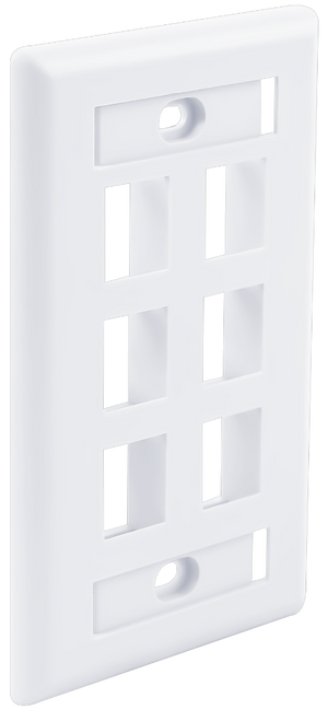 Wavenet FacePlate, Flush Style, Single Gang, 6-PORT, W/Window Labels, WHITE