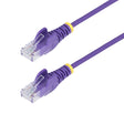 StarTech.com 5ft Purple Slim CAT6 Ethernet Cable, Snagless, 100W PoE, UTP, LSZH, 28AWG Pure Bare Copper Wire, Slim RJ45 Network Patch Cord w/Strain Reliefs, Individually Tested