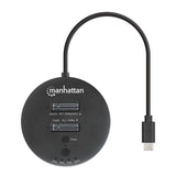Manhattan Dual-Bay M.2 NVMe SSD Clone Station, Drive Dock for Duplication or Access, Integrated USB-C Cable, 10 Gbps SuperSpeed+ USB (USB 3.2 Gen 2), For 2230/2242/2260/2280/22110 SSDs with M Key or B+M Key, Black