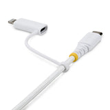 StarTech.com 2m (6ft) 2-in-1 Rugged USB-C Charging Cable with Lightning Adapter, 30W/60W (3A), Apple MFi Certified, Braided USB C Charger Cord for iPhone/iPad/Android