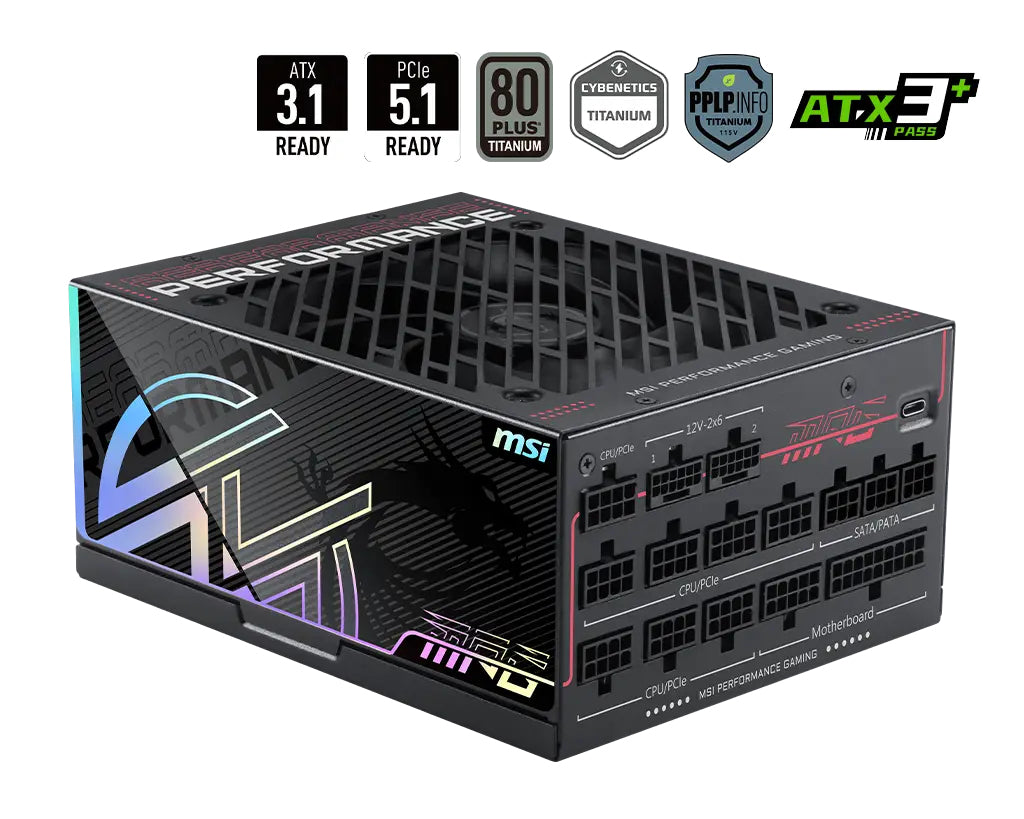 MSI MPG Ai1600TS PCIE5 power supply unit 1600 W 24-pin ATX ATX Black