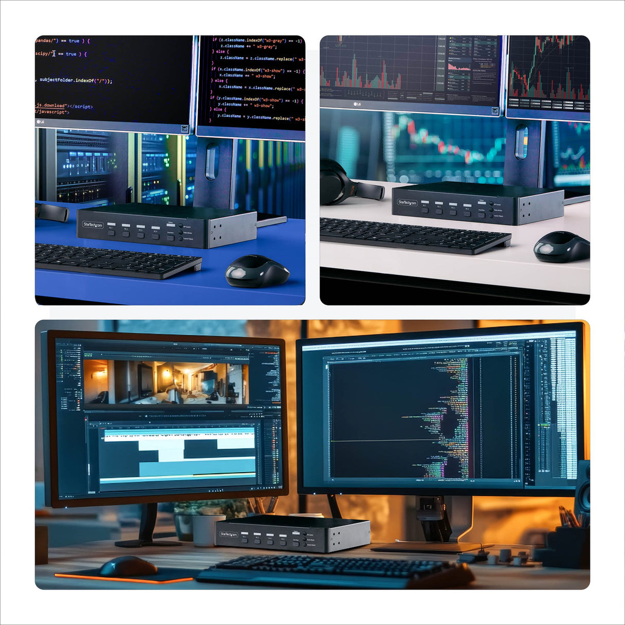 StarTech.com 4-Port DisplayPort KVM Switch with Mouse Roaming and Multi-View / Picture-in-Picture, 4K 60Hz, USB 3.0 (5Gbps) Hub, Hotkey Control, TAA Compliant