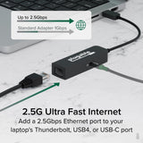 Plugable Technologies USB C to Ethernet Adapter 2.5Gb with 100W USB-C PD Charging, 2.5 Gigabit Type C USB Ethernet Adapter for Windows, MacBook, Chrome, iPad, Surface, XPS, Thunderbolt 4, USB4 (USBC-E2500PD)