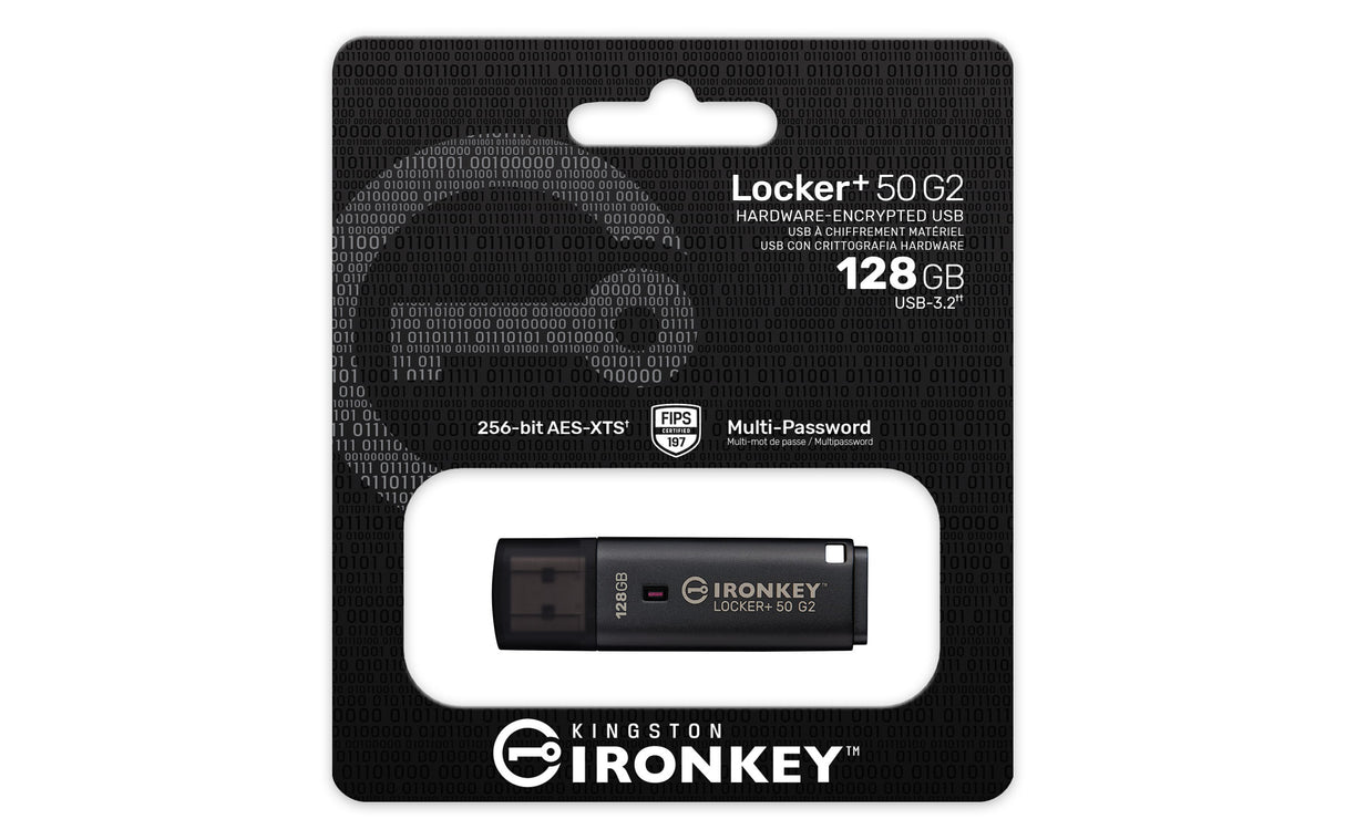 Kingston Technology IronKey 128GB Locker Plus 50 G2, FIPS 197, AES-256