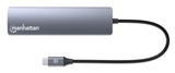 Manhattan USB-C Dock/Hub with Card Reader, Ports (x5): Ethernet, HDMI, USB-A (x2) and USB-C, with Power Delivery (PD) 100W- requires external USB-C charger (not included). USB powered (no external power supply required) when PD is not in use