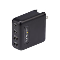 StarTech.com 100W USB-C Wall Charger, 2x USB-C/2x USB-A, Quick Charging Portable GaN Charger Power Adapter, USB Power Delivery 3.0