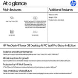 HP ProDesk 4 Tower G1i Desktop AI PC Wolf Pro Security Edition Intel Core Ultra 7 265 16 GB DDR5-SDRAM 512 GB SSD Windows 11 Pro Black