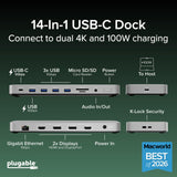 Plugable Technologies UD-6950PDH laptop dock/port replicator Wired USB 3.2 Gen 1 (3.1 Gen 1) Type-C Silver