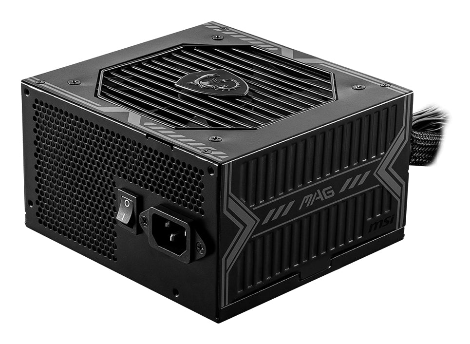 MSI MAG A650BN UK PSU '650W, 80 Plus Bronze certified, 12V Single-Rail, DC-to-DC Circuit, 120mm Fan, Non-Modular, Sleeved Cables, ATX Power Supply Unit, UK Powercord, Black'