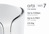 NETGEAR Orbi 770 Tri-band (2.4 GHz / 5 GHz / 6 GHz) Wi-Fi 7 (802.11be) White 2 Internal