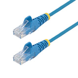 StarTech.com 25ft Blue Slim CAT6 Ethernet Cable, Snagless, 100W PoE, UTP, LSZH, 28AWG Pure Bare Copper Wire, Slim RJ45 Network Patch Cord w/Strain Reliefs, Individually Tested