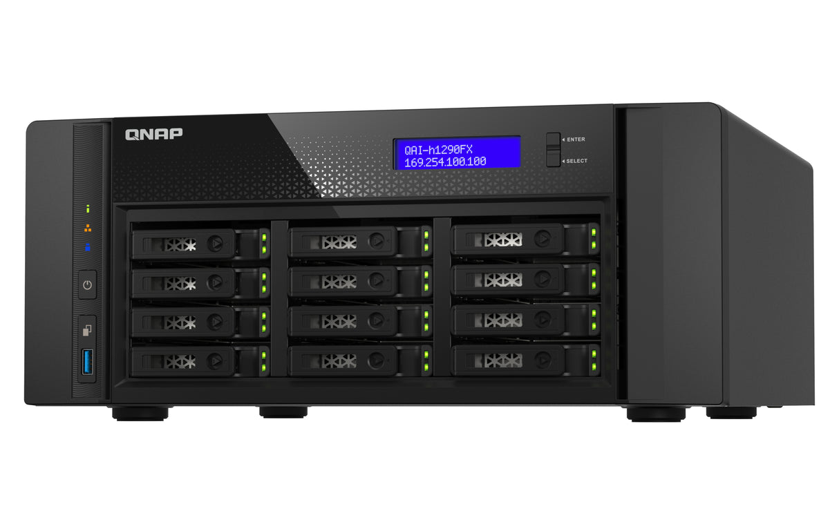 QNAP QAI-h1290FX NAS Tower EPYC 7302P 128 GB DDR4 0 TB QuTS hero Black