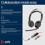HP Poly Blackwire 5220 Stereo USB-C Headset +3.5mm Plug +USB-C/A Adapter (Bulk)