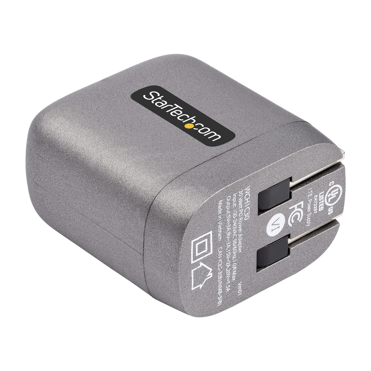StarTech.com 30W USB-C Wall Charger - Portable GaN Charger w/ Power Delivery - 6ft Cable - USB C Power Adapter w/ Fast Charging - USB Type C Wall Charger, USB-C Charger