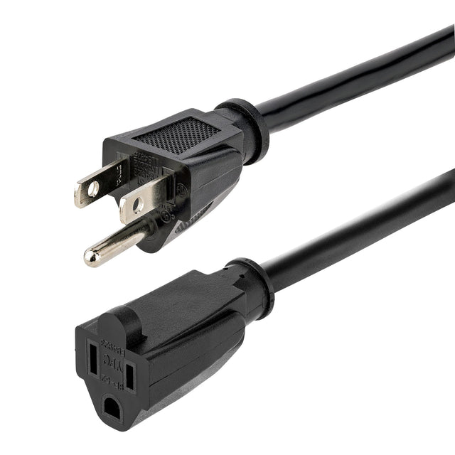 StarTech.com 15ft (4.5m) Heavy Duty Extension Cord, NEMA 5-15R to NEMA 5-15P Black Extension Cord, 15A 125V, 14AWG, Heavy Gauge Extension Power Cable, NEMA 5-15R to NEMA 5-15P AC Power Cord
