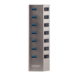 StarTech.com 7 Port Self-Powered USB C Hub with Individual On/Off Switches, USB 3.0 (5Gbps) Expansion Hub with Power Supply, Desktop Laptop USB-C to USB-A Splitter
