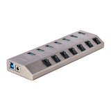 StarTech.com 7 Port Self-Powered USB C Hub with Individual On/Off Switches, USB 3.0 (5Gbps) Expansion Hub with Power Supply, Desktop Laptop USB-C to USB-A Splitter