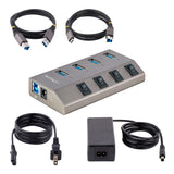 StarTech.com 4 Port Self-Powered USB C Hub with Individual On/Off Switches, USB 3.0 (5Gbps) Expansion Hub with Power Supply, Desktop Laptop USB-C to USB-A Splitter