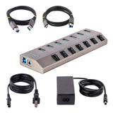 StarTech.com 7 Port Self-Powered USB C Hub with Individual On/Off Switches, USB 3.0 (5Gbps) Expansion Hub with Power Supply, Desktop Laptop USB-C to USB-A Splitter