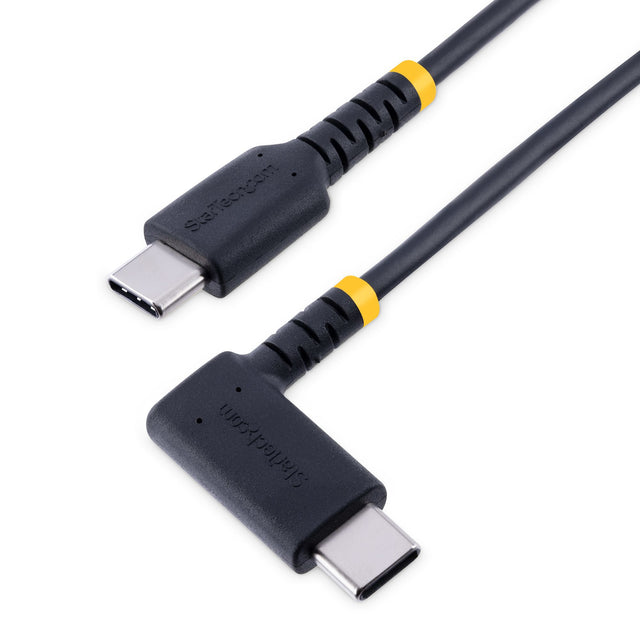 StarTech.com 6in (15cm) USB-C Fast Charging Cable, Rugged, Right-Angled, Charge & Sync, 60W (3A) PD, USB 2.0, TPE Jacket and Aramid Fiber - USB C Charging Cord
